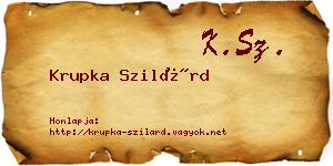 Krupka Szilárd névjegykártya